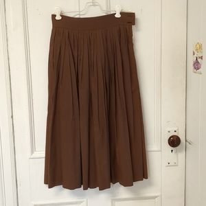 Vintage Bobbie Brooks pleated full a-line skirt brown size M